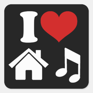 Pegatina Cuadrada Amo la música de House