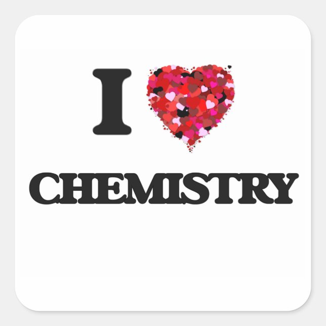 Pegatina Cuadrada Amo la Química (Anverso)