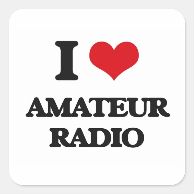 Pegatina Cuadrada Amo la radio amateur (Anverso)