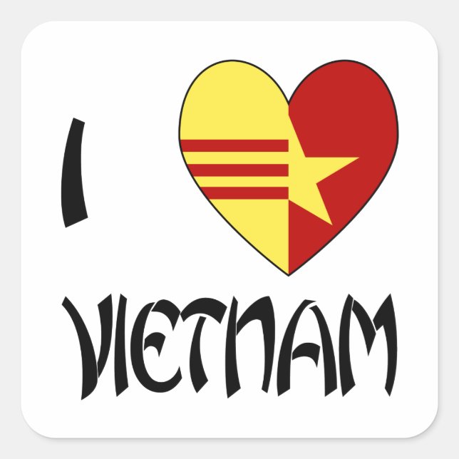 Pegatina Cuadrada Amo la unidad de Vietnam (Anverso)