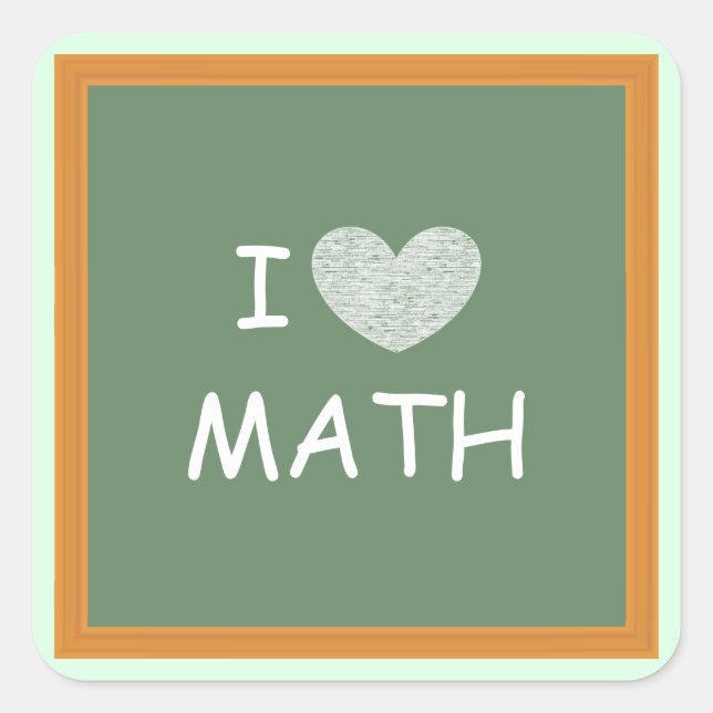 Pegatina Cuadrada Amo las matemáticas (Anverso)