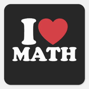 Pegatina Cuadrada Amo Las Matemáticas I Heart Groovy Retro