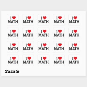 Pegatina Cuadrada Amo las Matemáticas Vintage Retro Matemáticas