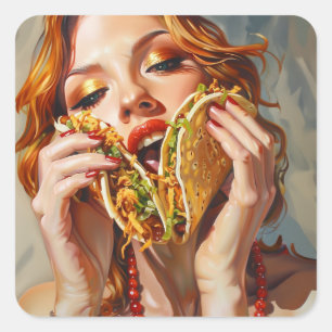 Pegatina Cuadrada Amo Los Tacos