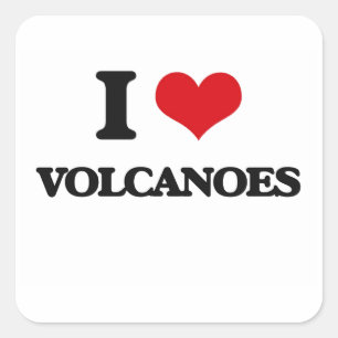 Pegatina Cuadrada Amo los volcanes