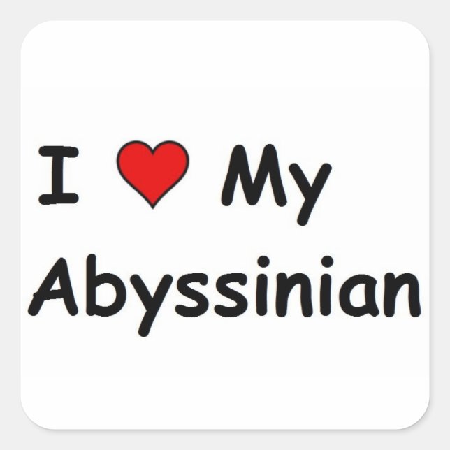 Pegatina Cuadrada Amo Mi Abysinian (Anverso)