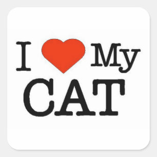 Pegatina Cuadrada Amo Mi Gato
