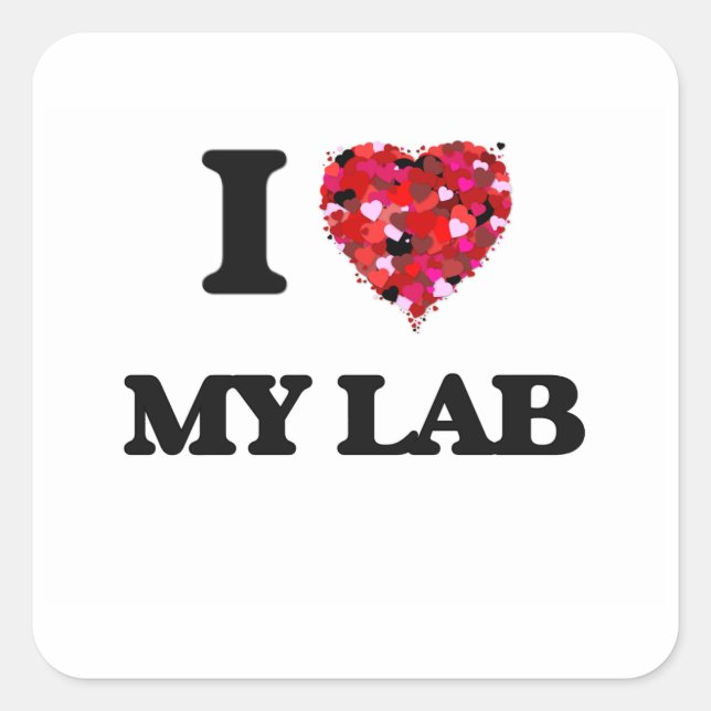 Pegatina Cuadrada Amo Mi Laboratorio (Anverso)