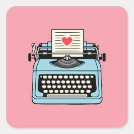 Pegatina Cuadrada Amo mi máquina de escribir