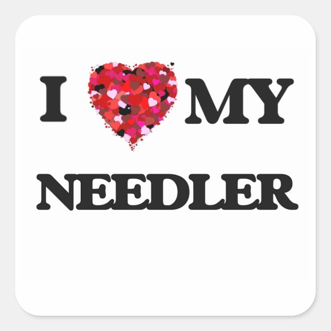 Pegatina Cuadrada Amo mi Needler (Anverso)