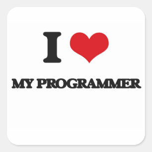 Pegatina Cuadrada Amo mi programador
