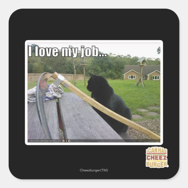 Pegatina Cuadrada ¡Amo mi trabajo (Anverso)