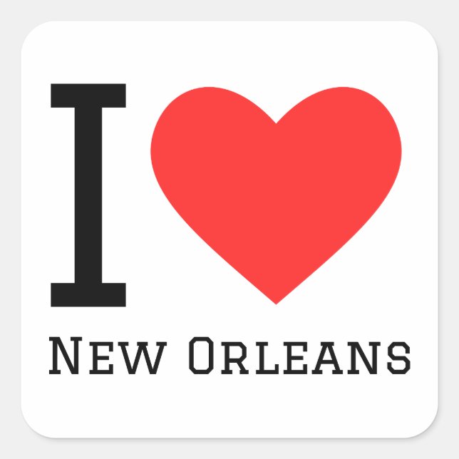 Pegatina Cuadrada Amo Nueva Orleans (Anverso)