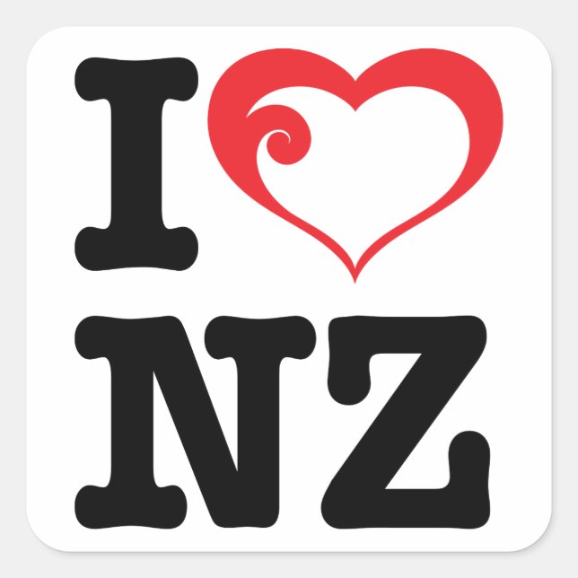 Pegatina Cuadrada Amo NZ (Anverso)