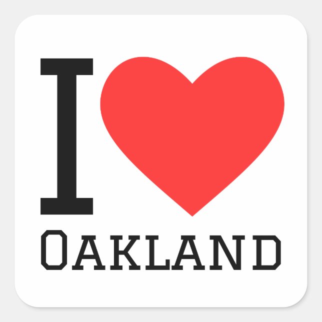 Pegatina Cuadrada Amo Oakland (Anverso)