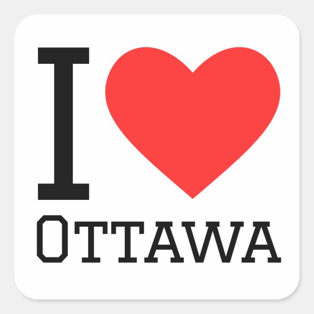 Pegatina Cuadrada Amo Ottawa (Anverso)