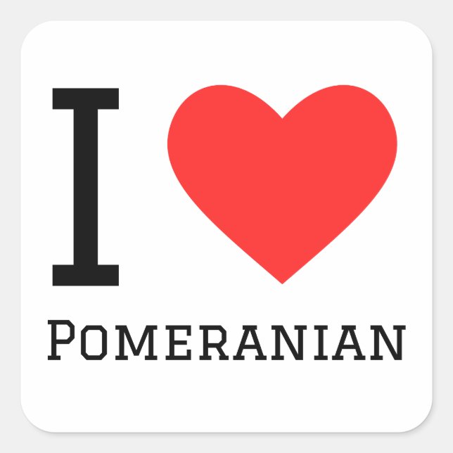 Pegatina Cuadrada Amo Pomerania (Anverso)