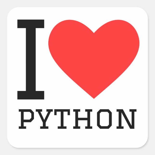 Pegatina Cuadrada Amo Python (Anverso)