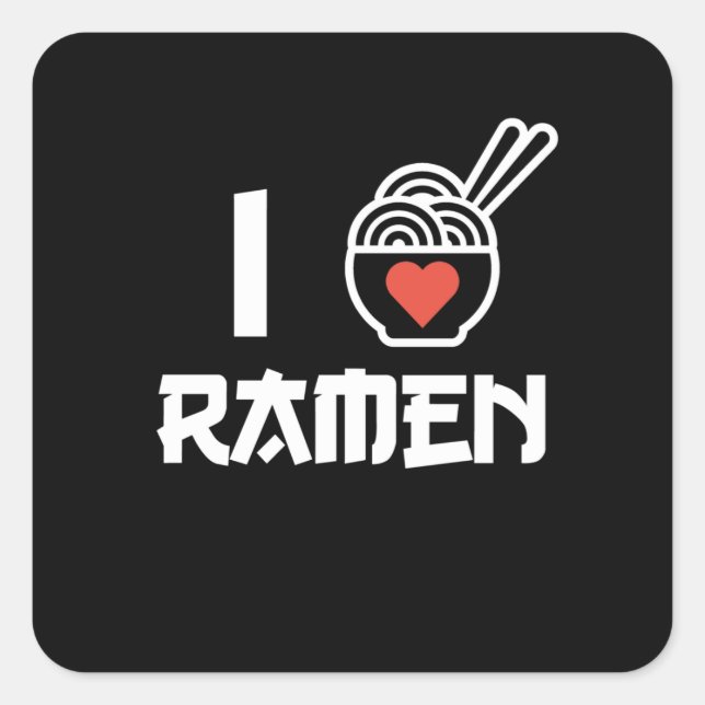 Pegatina Cuadrada Amo Ramen Anime Kawaii Ramen Noodles Lover Grap (Anverso)