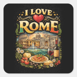 Pegatina Cuadrada Amo Roma