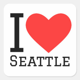 Pegatina Cuadrada Amo Seattle