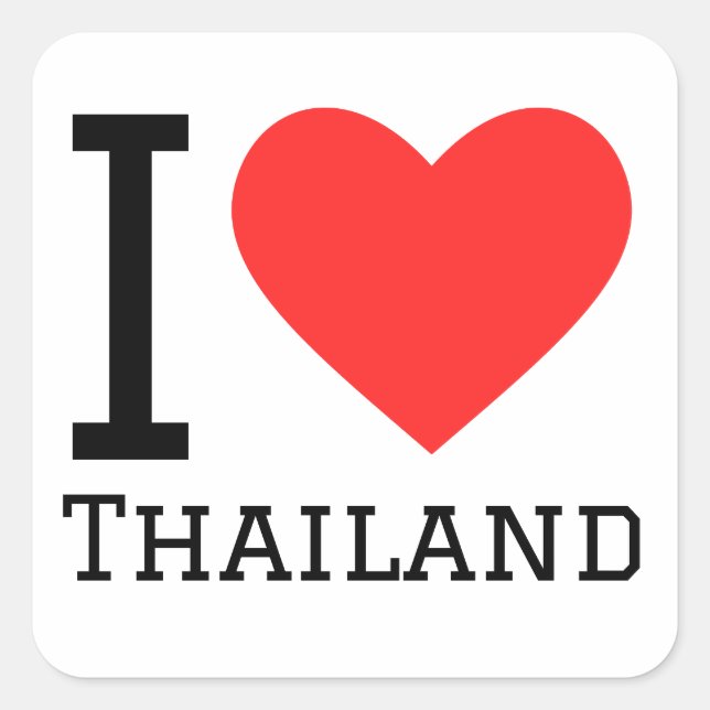 Pegatina Cuadrada Amo Tailandia (Anverso)
