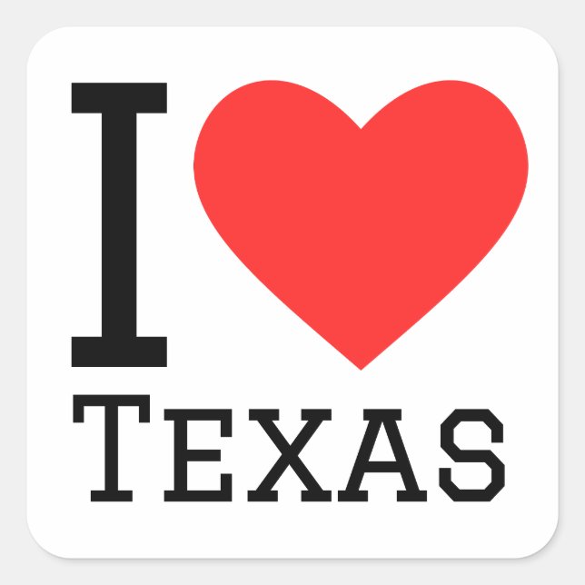 Pegatina Cuadrada Amo Texas (Anverso)