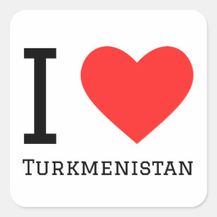 Pegatina Cuadrada Amo Turkmenistán