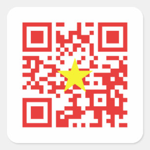 Pegatina Cuadrada Amo Vietnam (Tôi Yêu Viene Nam) Marca QR Código