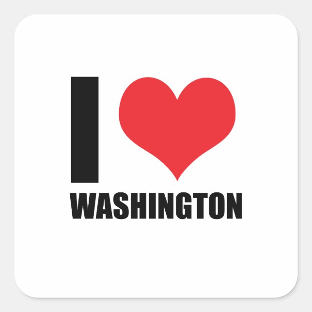 Pegatina Cuadrada Amo Washington (Anverso)