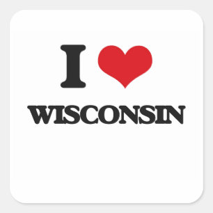 Pegatina Cuadrada Amo Wisconsin