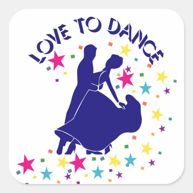 Pegatina Cuadrada Amor a bailar (Anverso)