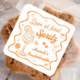 Pegatina Cuadrada Amor a primera copa en la Despedida de Soltera