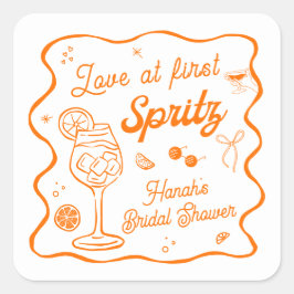Pegatina Cuadrada Amor a primera spritz baby shower
