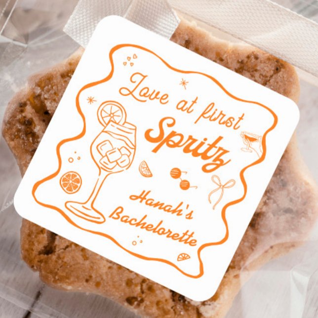 Pegatina Cuadrada Amor a primera Spritz Despedida de soltera (Subido por el creador)