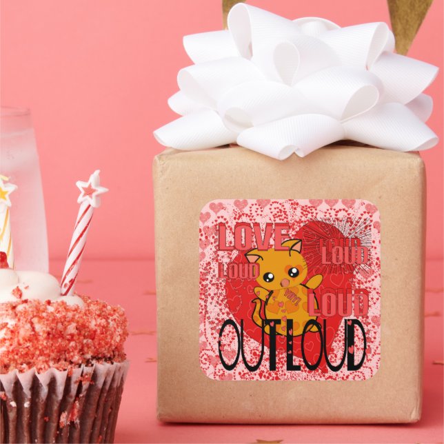 Pegatina Cuadrada Amor alto - Más corazones (Fiesta)