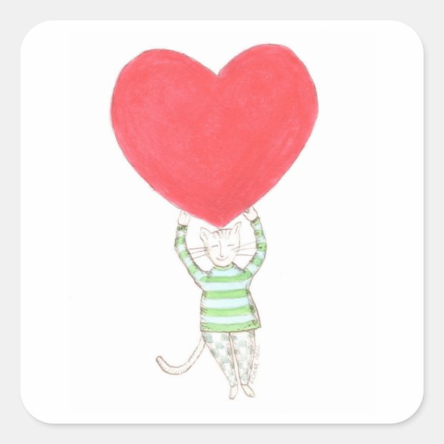 Pegatina Cuadrada amor, amor, amor (Anverso)