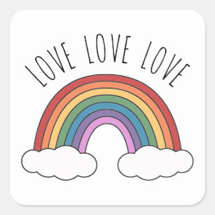 Pegatina Cuadrada Amor Arcoíris Amor Amor