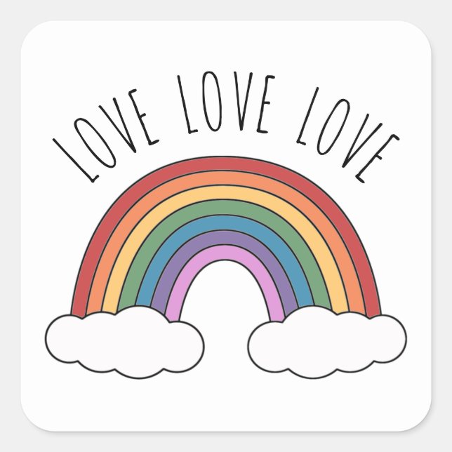 Pegatina Cuadrada Amor Arcoíris Amor Amor (Anverso)