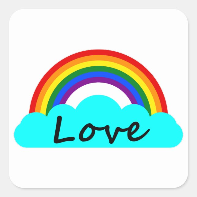 Pegatina Cuadrada Amor - Arcoiris LGBT (Anverso)