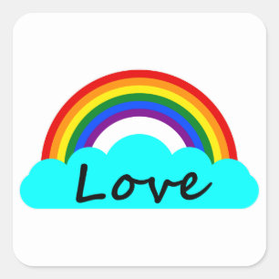 Pegatina Cuadrada Amor - Arcoiris LGBT