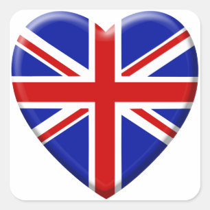 Pegatina Cuadrada amor bandera el Reino Unido Inglaterra