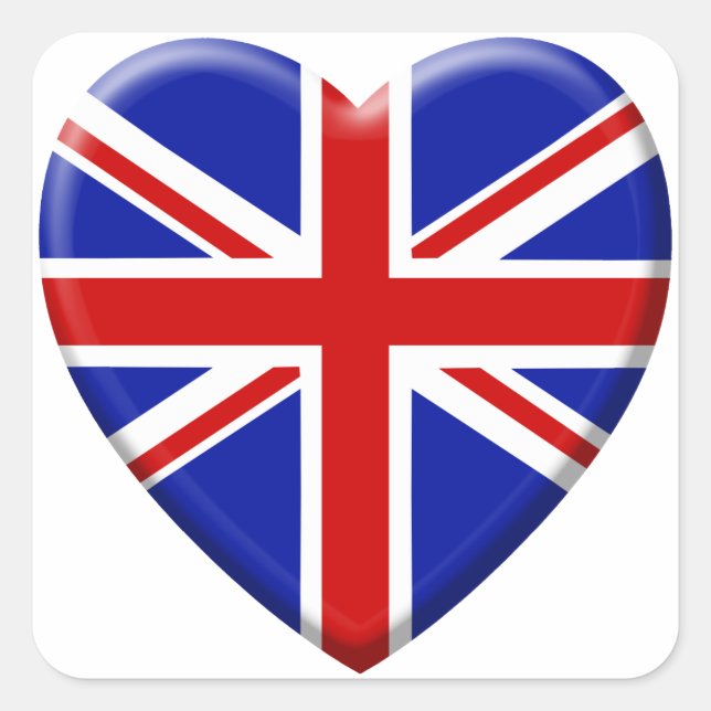 Pegatina Cuadrada amor bandera el Reino Unido Inglaterra (Anverso)