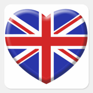 Pegatina Cuadrada amor bandera Inglaterra