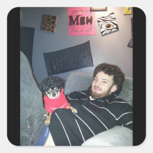 Pegatina Cuadrada amor chihuahua