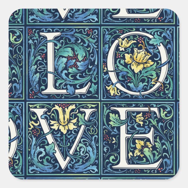 Pegatina Cuadrada Amor colorido (Anverso)