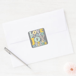 Pegatina Cuadrada Amor Colorido Paz Alegría Y Besos De Bebé Cartas