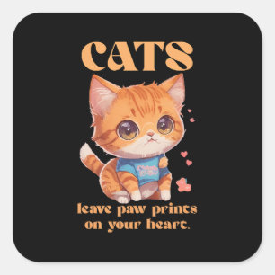 Pegatina Cuadrada amor de gatito lindo