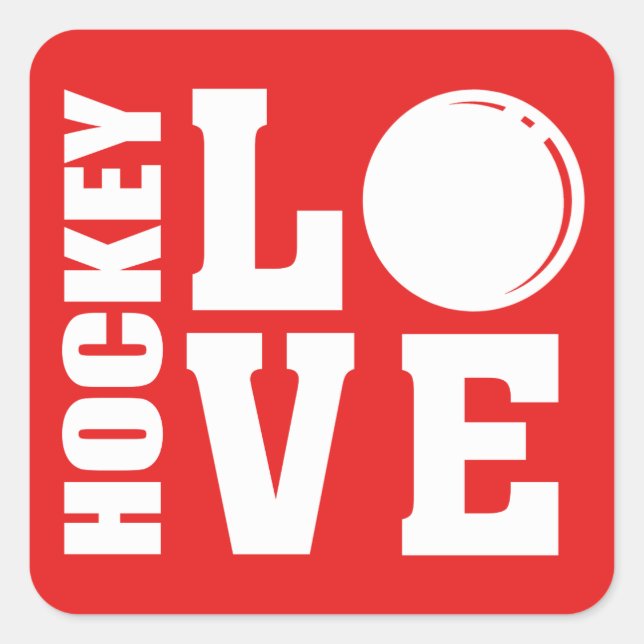 Pegatina Cuadrada Amor de hockey (Anverso)