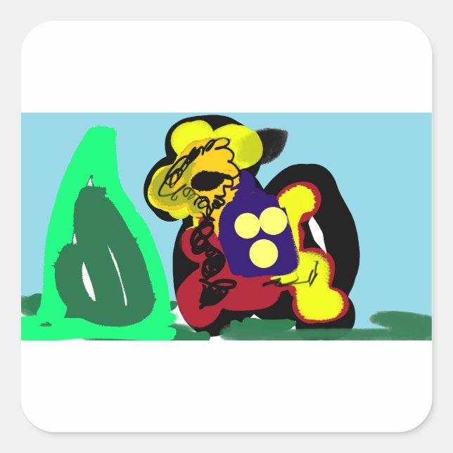 Pegatina Cuadrada Amor de llama  (Anverso)